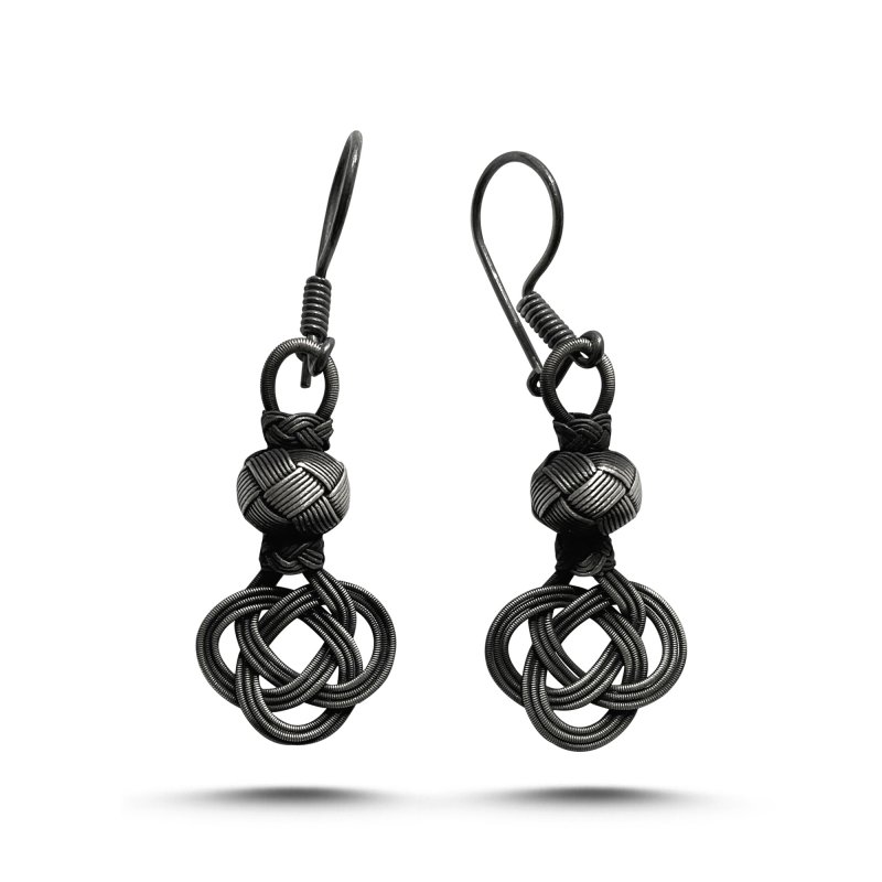 Kazaz Hand Knitted Oxidised Earrings - E107574