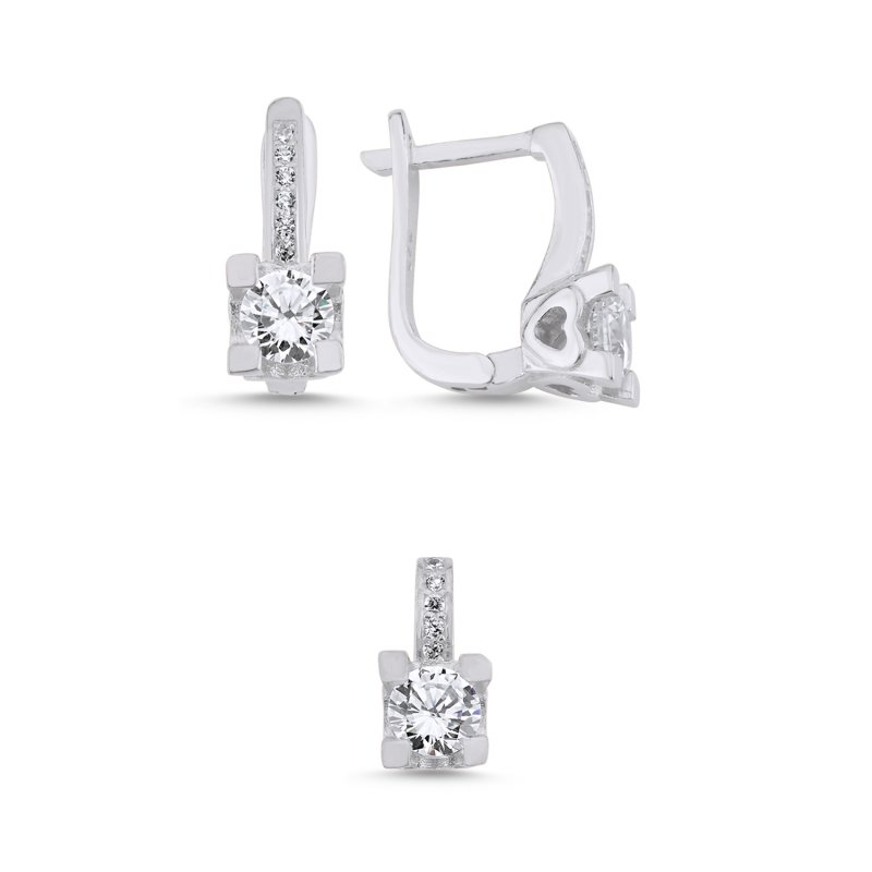 Solitaire CZ Set With Heart - S107577