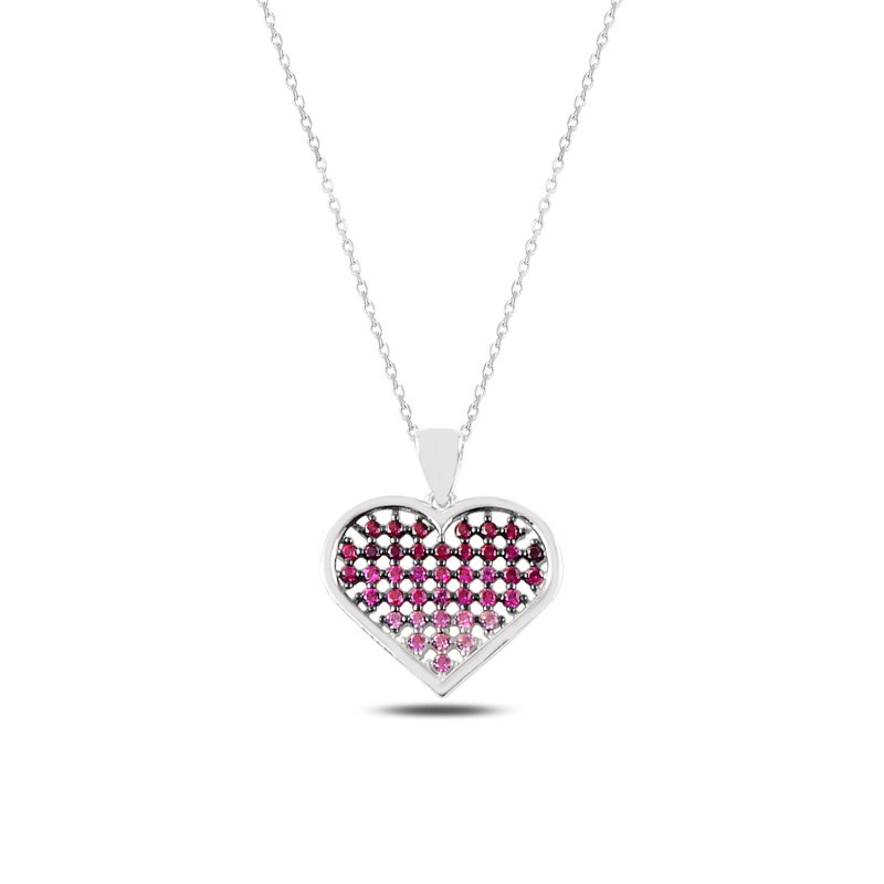 Heart In Circle Nano Shades Of Pink Necklace - N107585