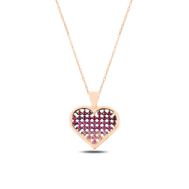 Heart In Circle Nano Shades Of Pink Necklace - N107585