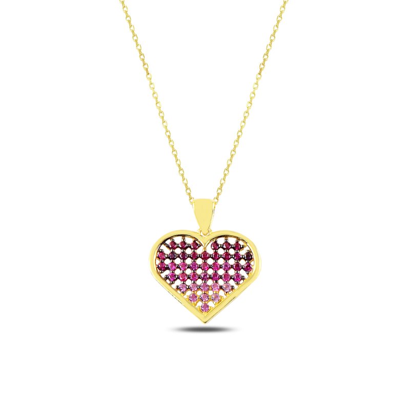 Heart In Circle Nano Shades Of Pink Necklace - N107585