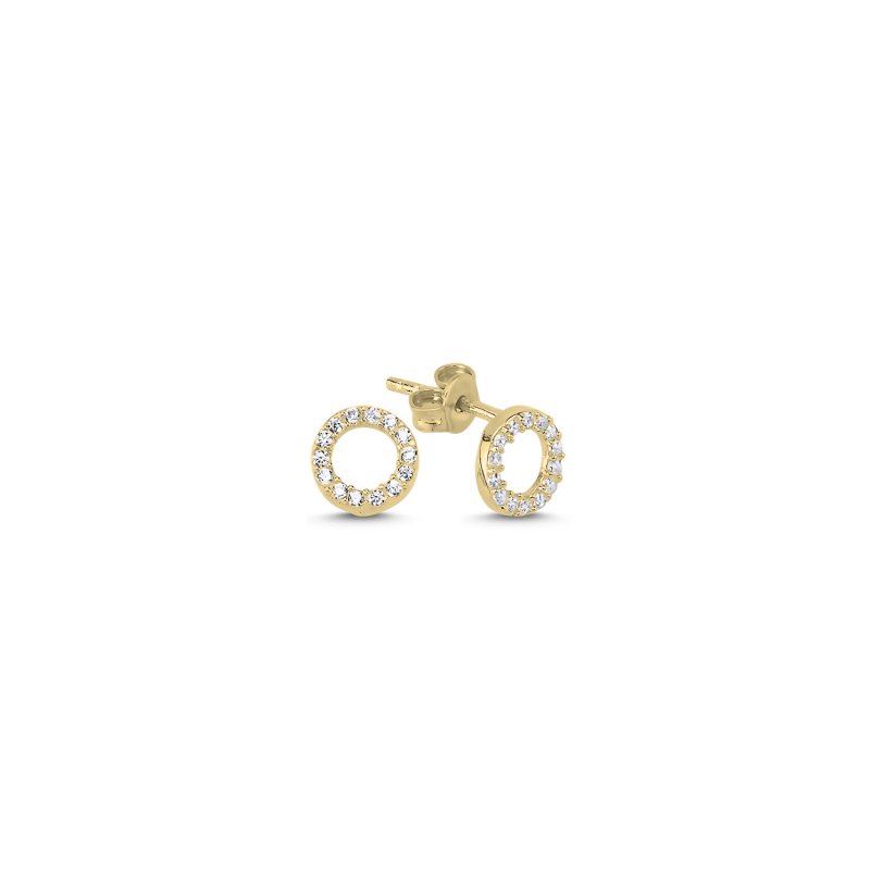 Circle CZ Stud Earrings - E107613