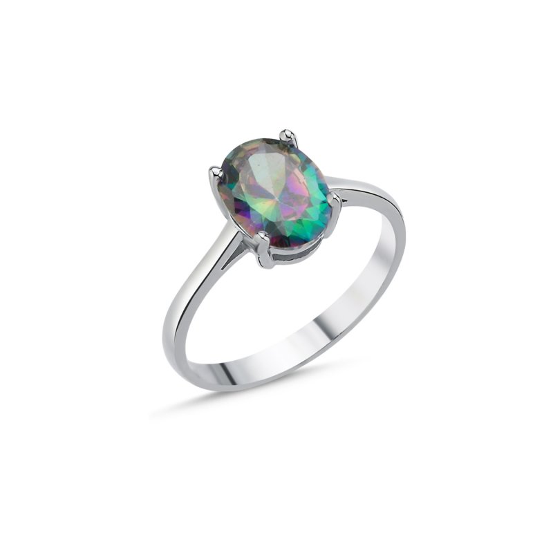 Mystic Topaz CZ Oval Solitaire Ring - R107700