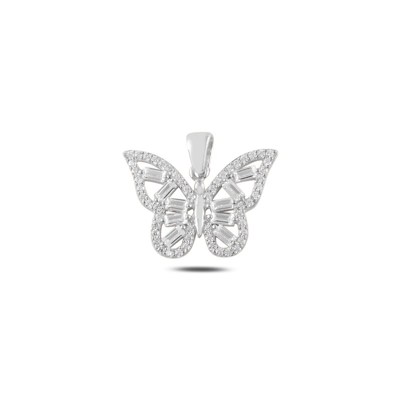 Butterfly Baguette CZ Dangle Latch Back Pendant - P107714