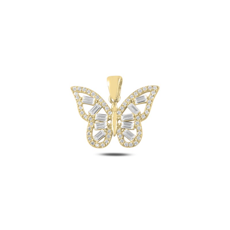 Butterfly Baguette CZ Dangle Latch Back Pendant - P107714
