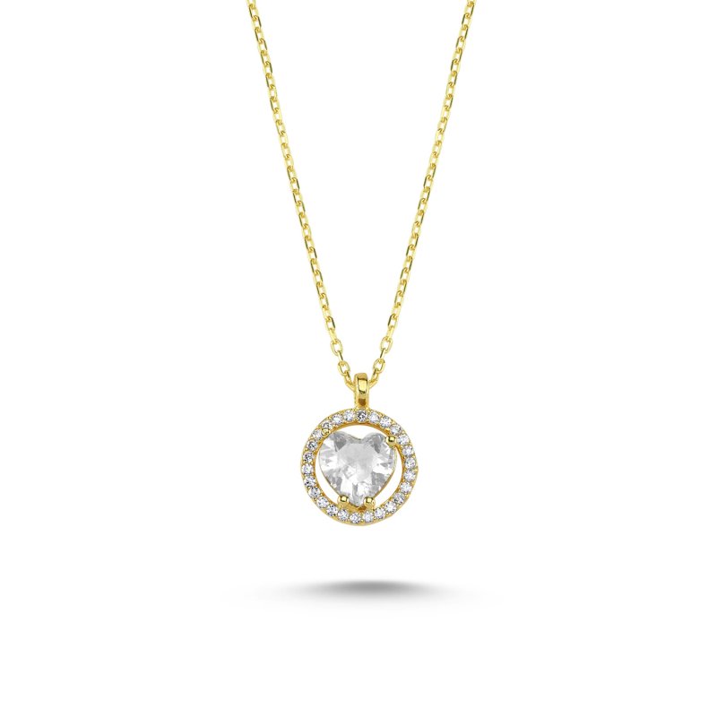 Heart CZ Halo Solitaire Necklace - N107716