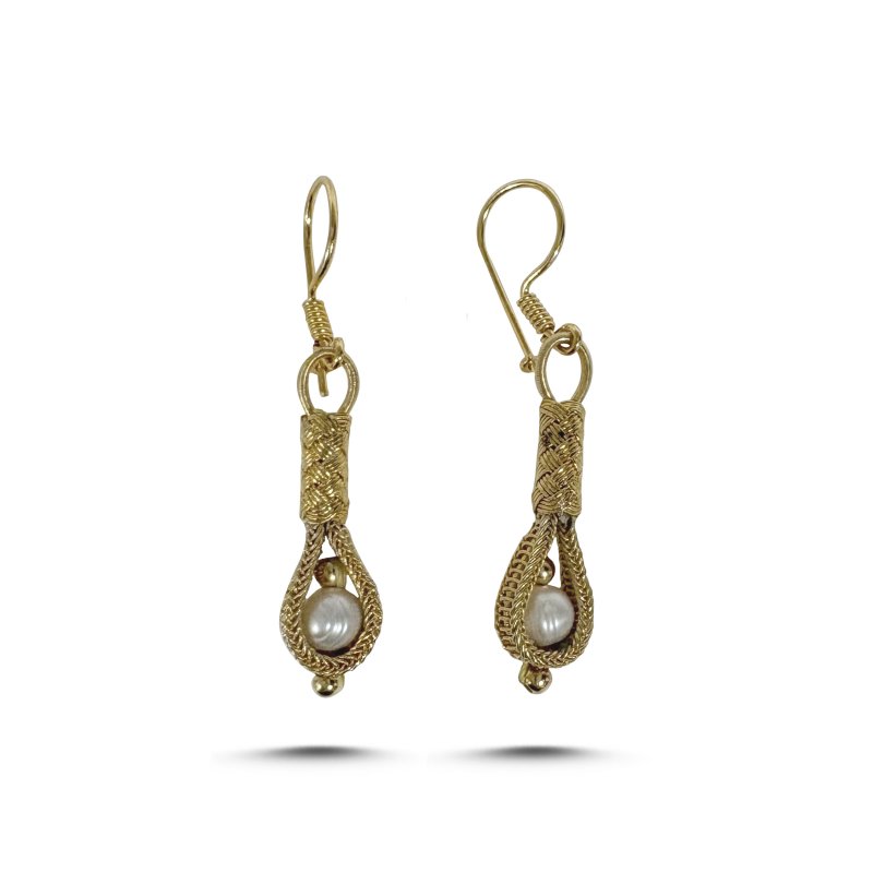 Dangle Pearl Kazaz Earrings - E107757