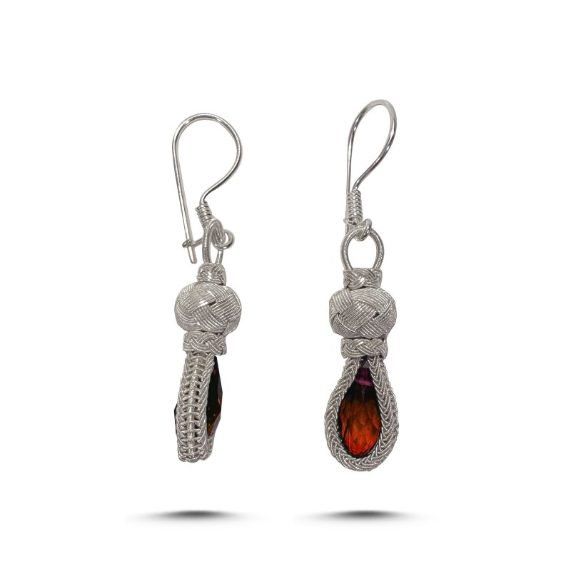 Garnet CZ Kazaz Earrings - E107761