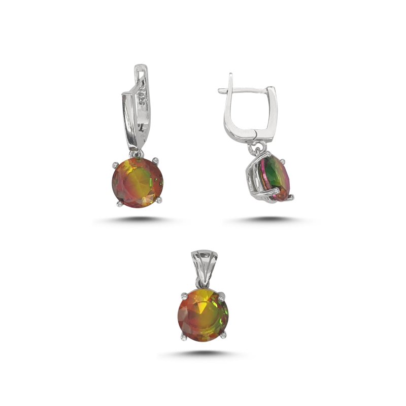 Ametrine Bicolor CZ Dangle Solitaire Set - S107775
