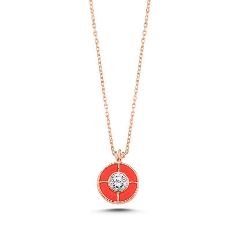 Round Resin & CZ Necklace - N107789
