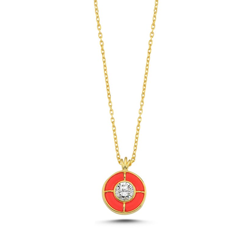 Round Resin & CZ Necklace - N107789