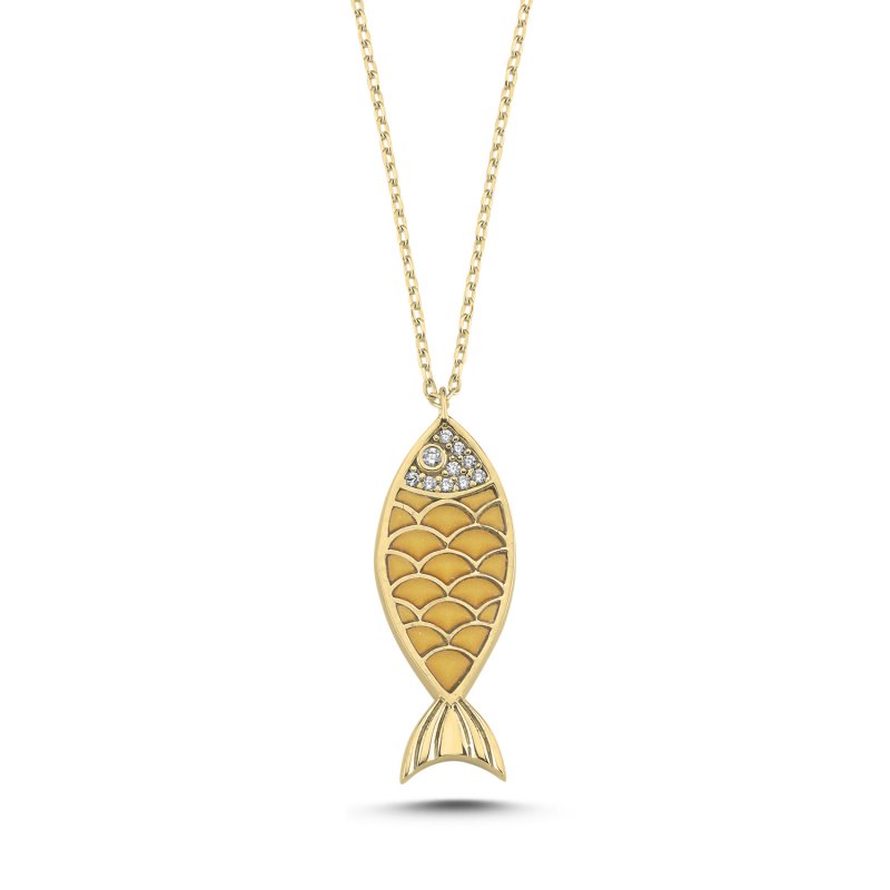 Fish Resin & CZ Necklace - N107790