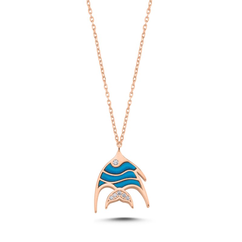Fish Resin & CZ Necklace - N107792
