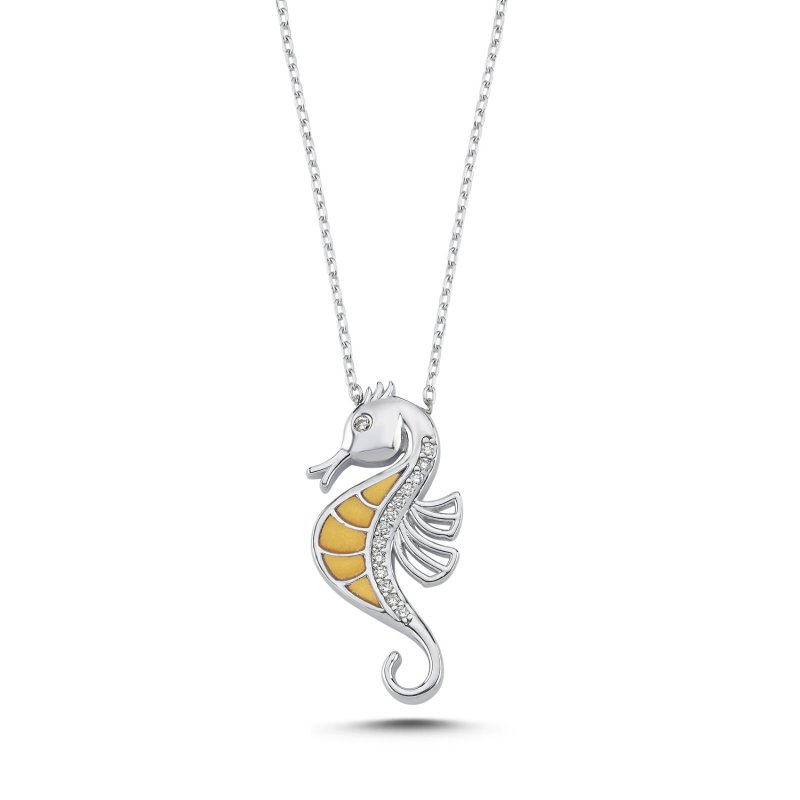 Seahorse Resin & CZ Necklace - N107793