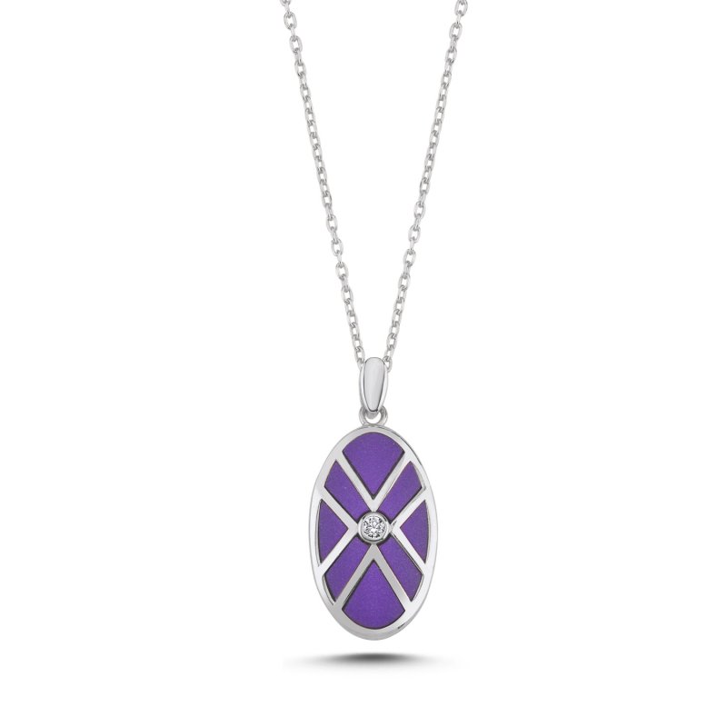 Oval Resin & CZ Necklace - N107794