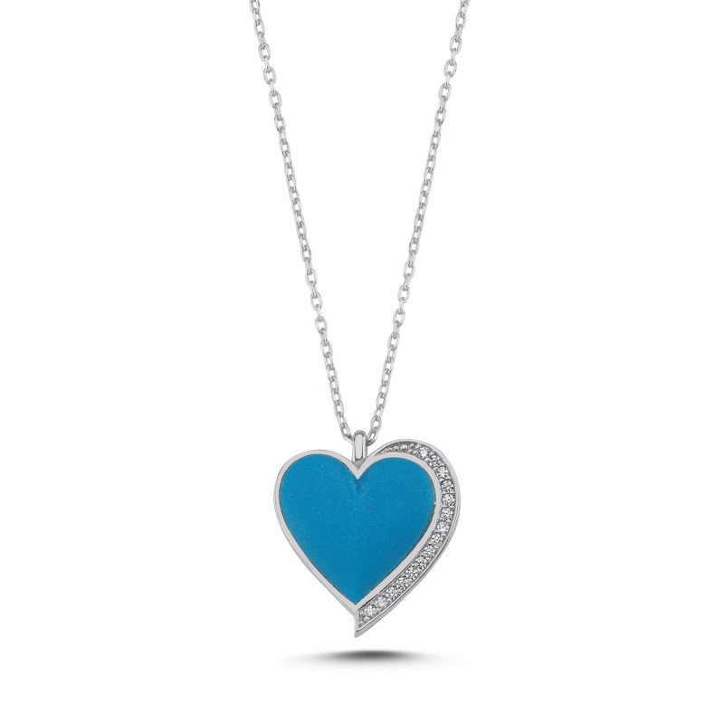 Heart Resin & CZ Necklace - N107795