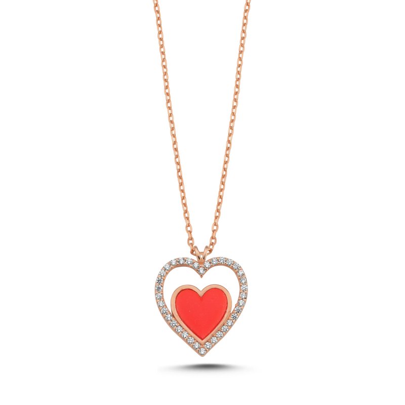 Heart Resin & CZ Necklace - N107796