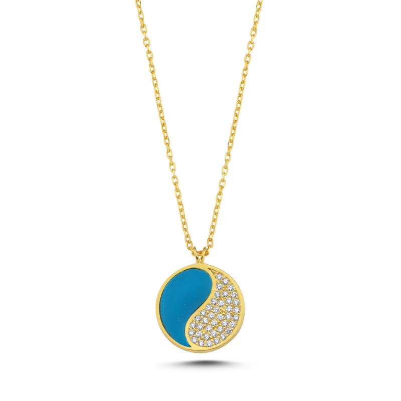 Yin Yang Resin & CZ Necklace - N107797
