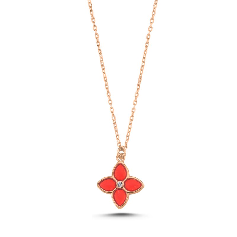 Resin & CZ Flower Necklace - N107799