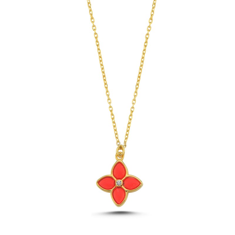 Resin & CZ Flower Necklace - N107799