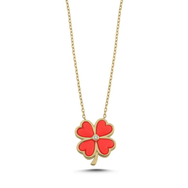 Resin & CZ Clover Necklace - N107800