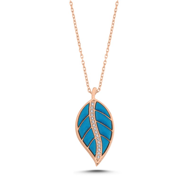 Resin & CZ Leaf Necklace - N107801