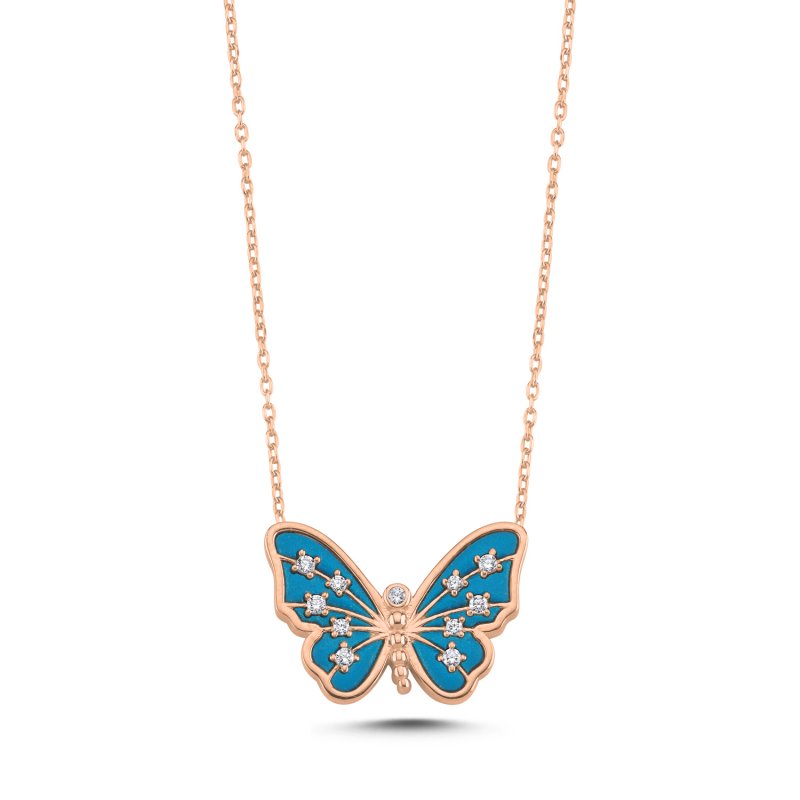 Resin & CZ Butterfly Necklace - N107802