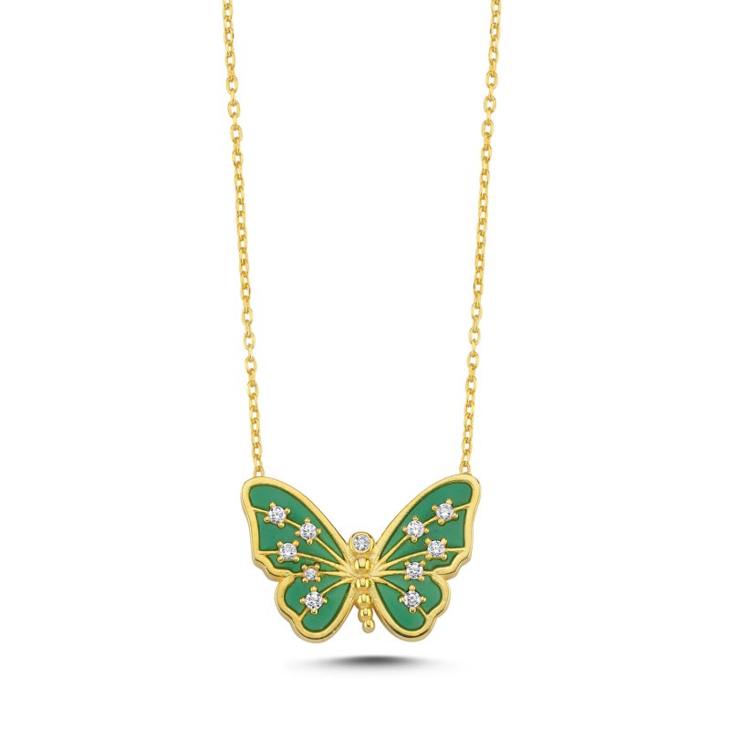 Resin & CZ Butterfly Necklace - N107803