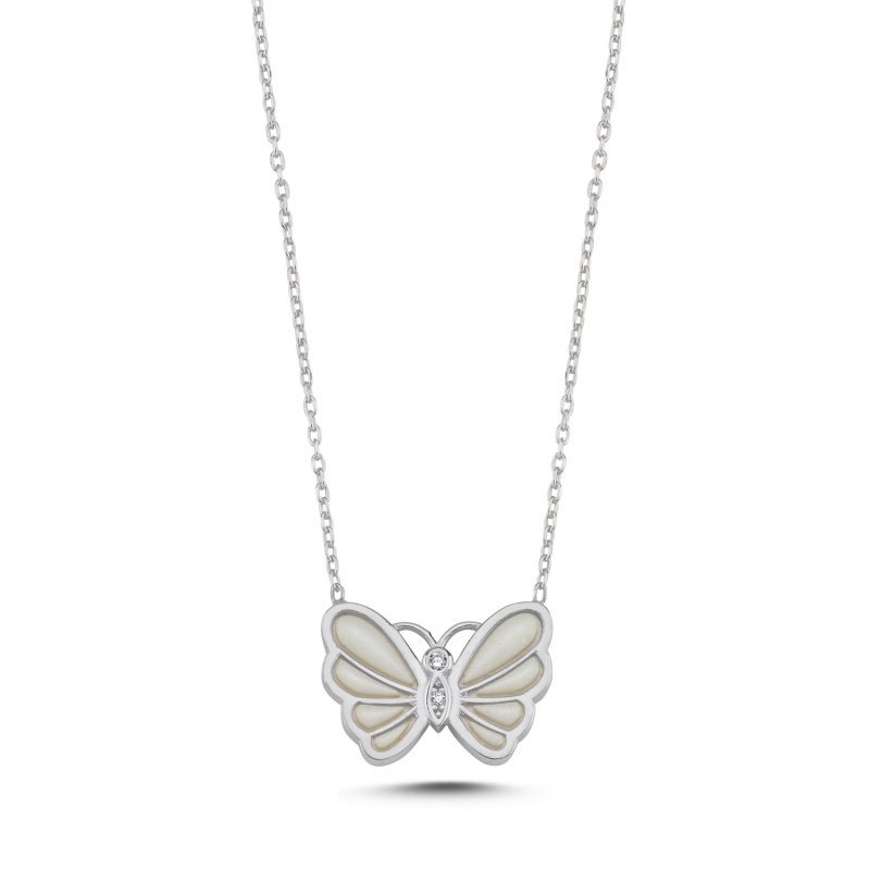 Resin & CZ Butterfly Necklace - N107805