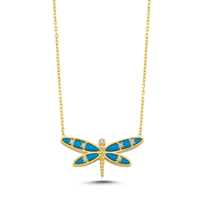 Resin & CZ Dragonfly Necklace - N107808