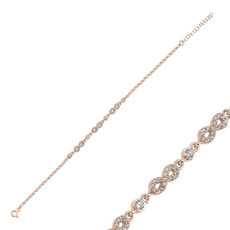 Infinity Motif Cubic Zirconia Chain Bracelet - B107842