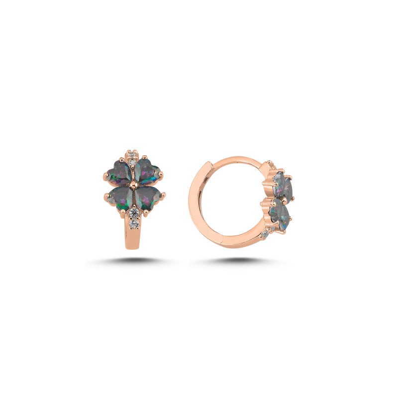 Mystic Topaz Color Heart-Cut Clover Huggie Hoop Earrings - E107856