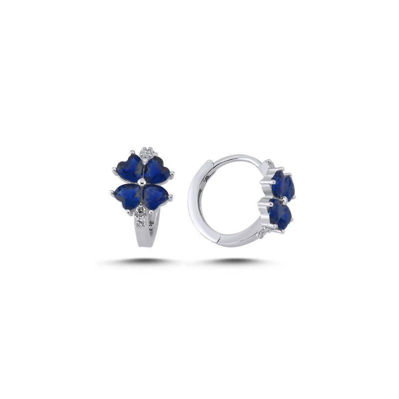 Heart-Cut CZ Clover Motif Huggie Hoop Earrings - E107857