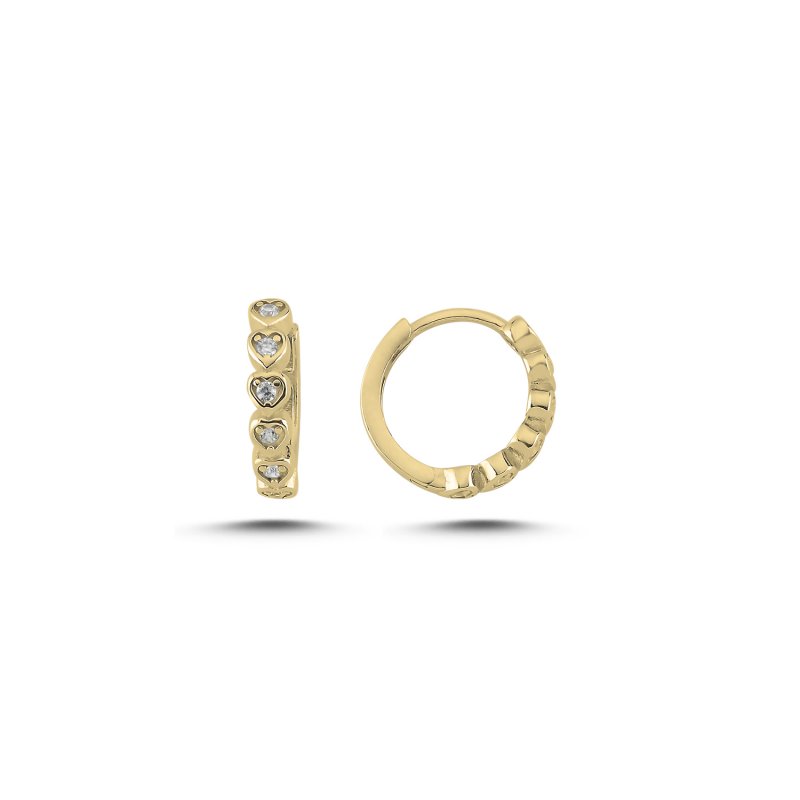 Heart Motif Cubic Zirconia Huggie Hoop Earrings - E107859