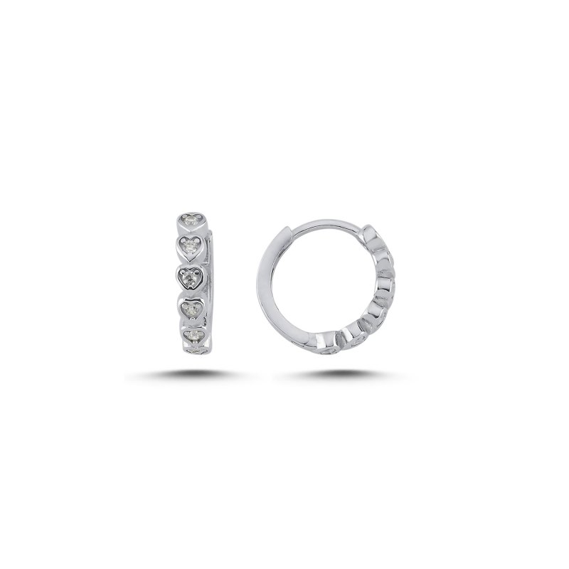 Kalp Motifli Zirkon Taşlı Halka Küpe - E107859