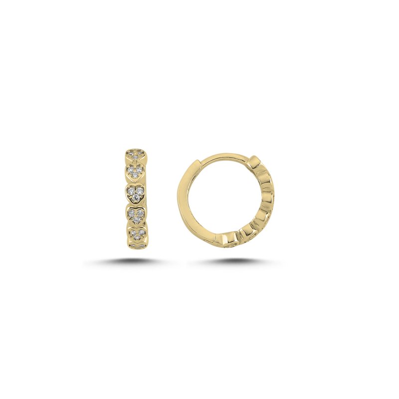 Heart Motif Pave CZ Huggie Hoop Earrings - E107860
