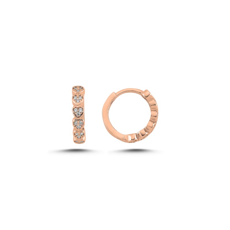 Heart Motif Pave CZ Huggie Hoop Earrings - E107860