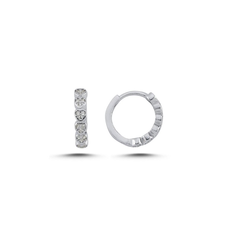 Heart Motif Pave CZ Huggie Hoop Earrings - E107860