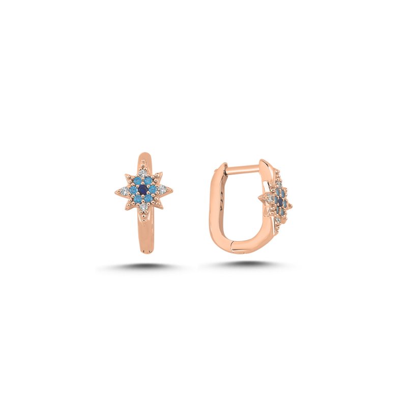 Star Motif Cubic Zirconia Huggie Hoop Earrings - E107862