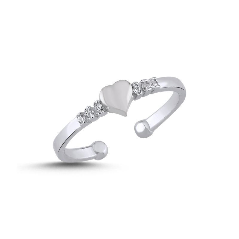 Heart Motif Cubic Zirconia Adjustable Ring - R107864
