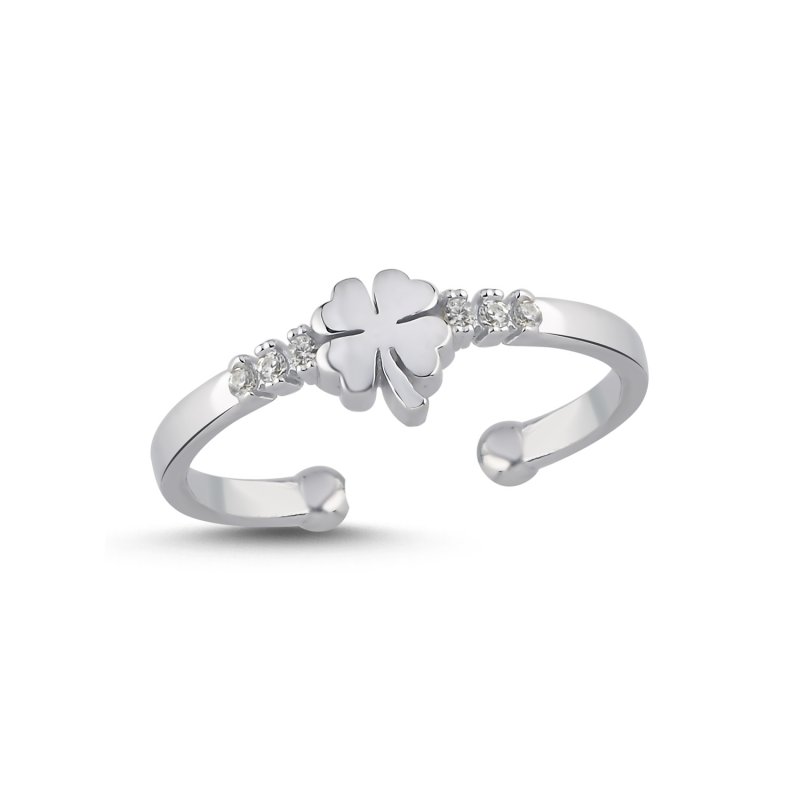 Clover Motif Cubic Zirconia Adjustable Ring - R107868