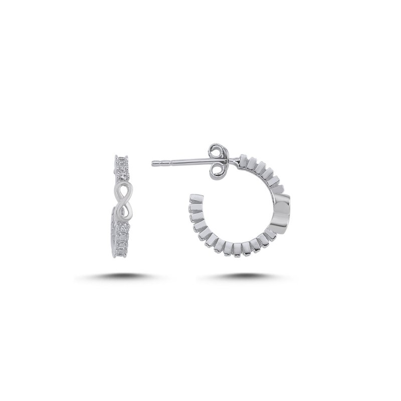 Infinity Motif Cubic Zirconia Half Hoop Earrings - E107872