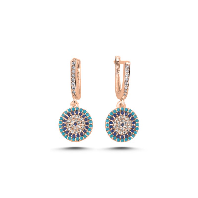 Colorful Cubic Zirconia Evil Eye Dangle Latchback Earrings - E107883