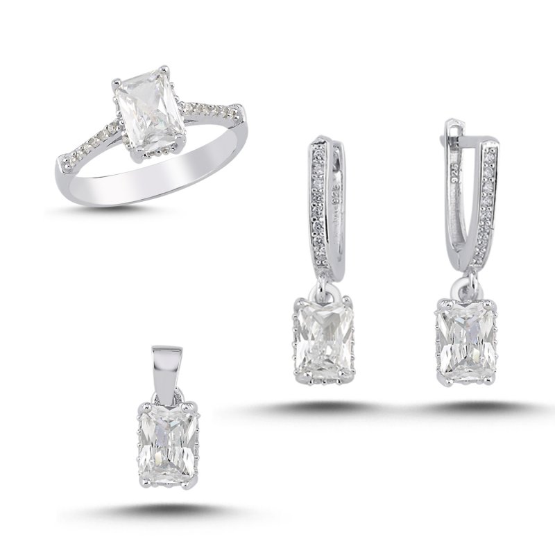Baguette Cut Cubic Zirconia Jewelry Set - S107886
