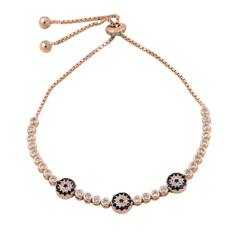CZ Evil Eye Adjustable Sliding Bracelet - B13703
