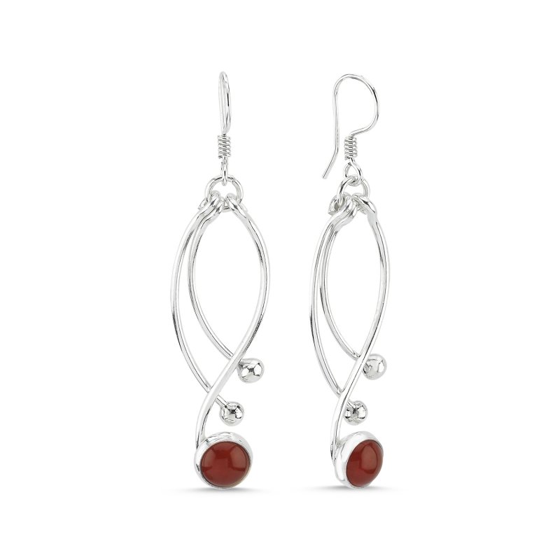 Red Agate Handcrafted Dangle Earrings - E01394