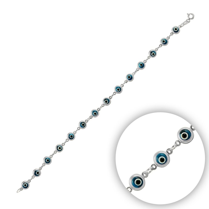 5mm Handmade Glass Evil Eye Bracelet - B14374