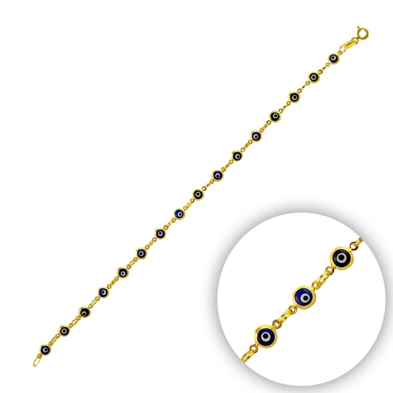 4mm Handmade Glass Evil Eye Bracelet - B14380