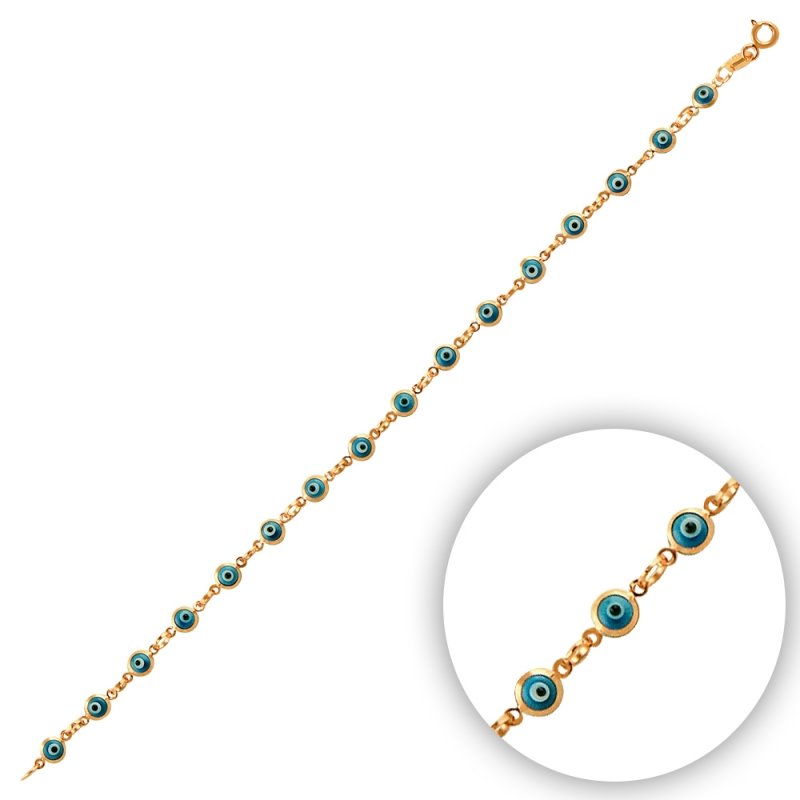 4mm Handmade Glass Evil Eye Bracelet - B14383