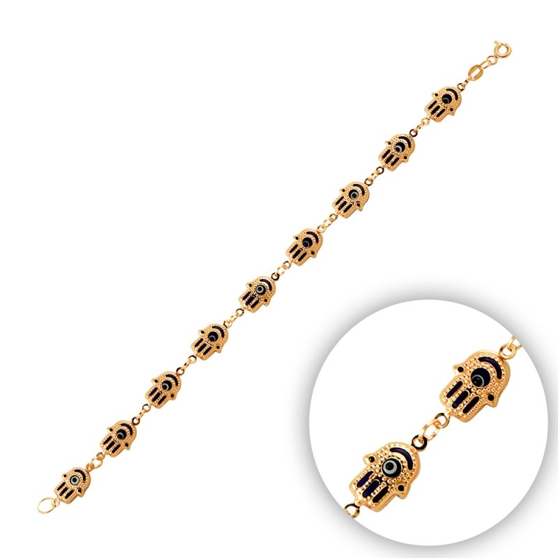 Handmade Glass Evil Eye Hand Bracelet - B14410